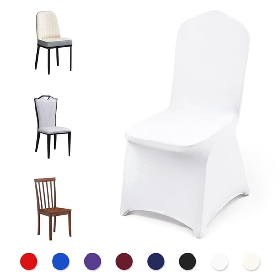 VEVOR Chair Covers, Polyester Spandex Chair Cover, Stretchy Flat-Front Chairs Protective Slipcover, Universal Fitted for Dining Party Wedding Banque (53PCS, White)