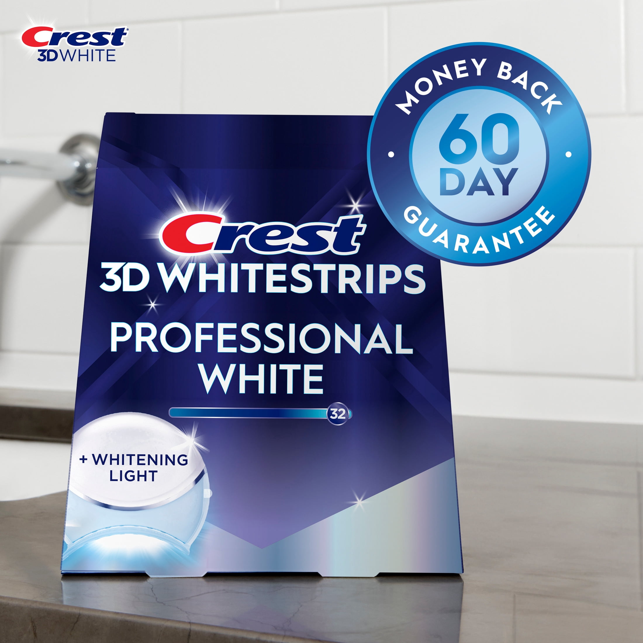 Crest Teeth Whitening Kit, 3D Whitestrips Professional White with Light At-home Teeth Whitening Kit, 19 Treatments, 32 Levels Whiter