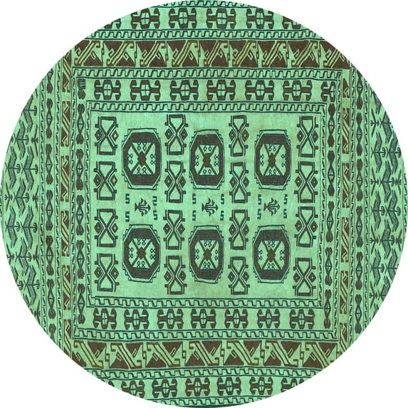 Ahgly Company Indoor Round Southwestern Turquoise Blue Country Area Rugs, 4' Round