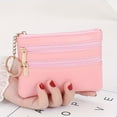 thumbnail image 2 of PENGX Mini Solid Color Zipper Wallet  Minimalist Textured Coin Purse  Versatile Lightweight Card Bag For Women, 2 of 7