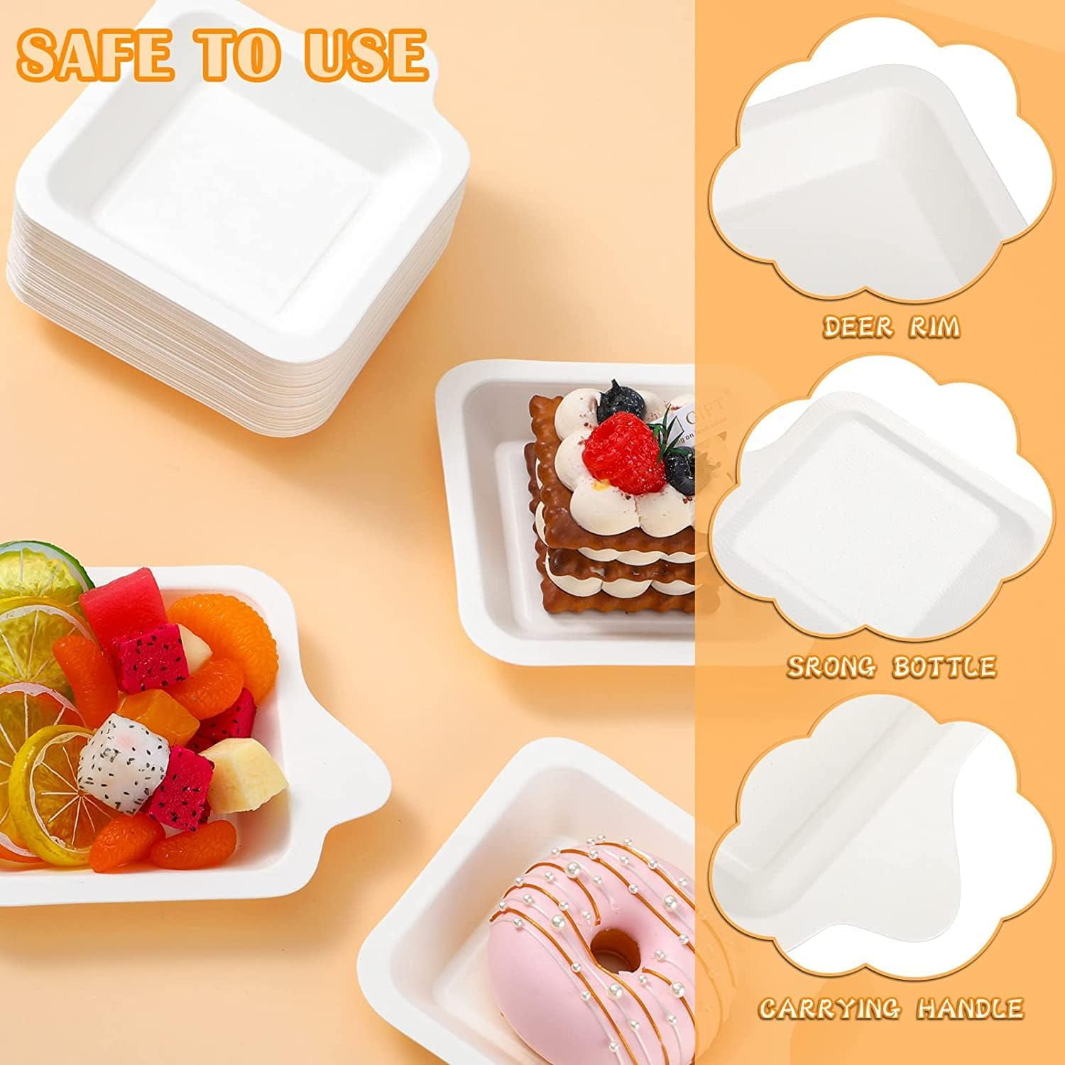 Paper Dessert Plates Small Disposable Plates Paper Plates Bulk White Cake Appetizer Paper Plates White Square Plates Dessert Plates Cake Paper Plates Snack Plates 50PCS Walmart