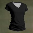 thumbnail image 5 of Womens Short Sleeve T Shirts V Neck Tops Summer Trendy Comfy Casual Basic Tee Shirt Black XL, 5 of 5