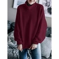 thumbnail image 2 of Xijirk Women's Pullover Sweaters Off Shoulder Long Sleeve Loose Knitted Casual Cozy Women's Pullover Sweaters for Winter Wear,Red,2XL, 2 of 7