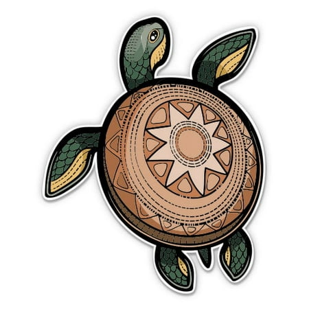 Turtle Pretty Island Design - 3" Vinyl Sticker - For Car Laptop Water Bottle Phone - Waterproof Decal