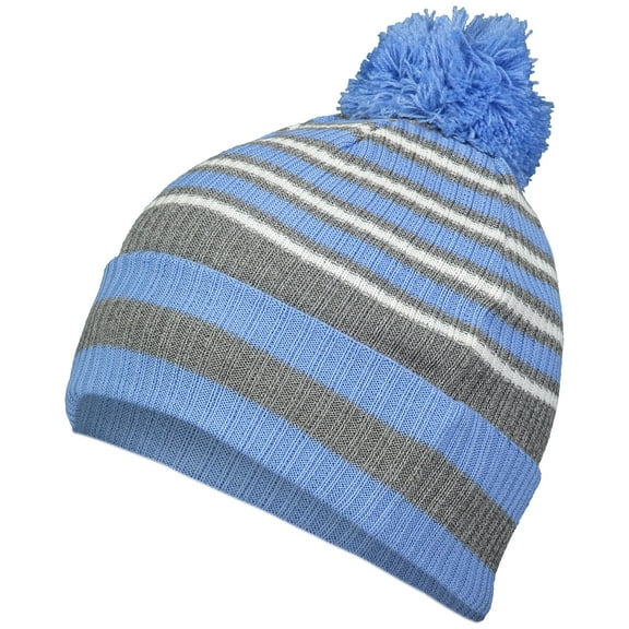 Holloway Sportswear OS Spirit Pom Beanie Columbia Blue/Heather Grey/White 223815