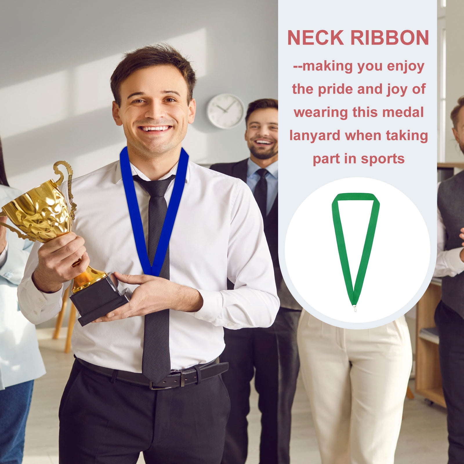 Uxcell Award Neck Ribbons with Snap Clips Polyester Medal Lanyards for Competitions Green 66 Pack