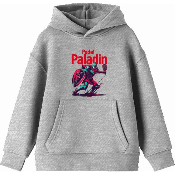 Padel Paladin Youth Heather Gray Long Sleeve Hoodie-Medium