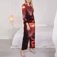 thumbnail image 3 of Balery Red Moon Lava Conjunto de Pijama con Estampado para Mujer, Conjunto de Dos Piezas con Manga Larga, Ropa de Dormir Suave con Bolsillos, Pijamas Cómodos-Medium, 3 of 7