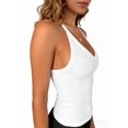 thumbnail image 3 of Workout Tops for Women Racerback Basic Tank Summer Camisole V Neck Slim Fit Ribbed Sleeveless White L, 3 of 7