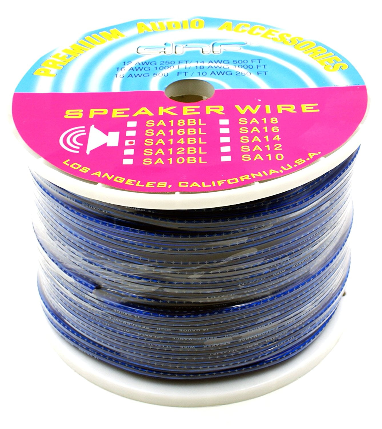 DNF 14 Gauge Premium Blue High Performance Speaker Wire For Car + Audio + Home(Blue 500FT