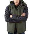 thumbnail image 5 of Wutalume Unisex Colorblock Zipper Pocket Hooded Jacket, Men's Casual Plush Jacket with Water-Resistant Finish, Warm Lining for Outdoor Adventures and Daily Protection,Army Green L, 5 of 6