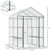 Outsunny 5 x 5 x 6 Mini Walk-in Greenhouse Kit, Portable Green House with 3 Tier Shleves, Roll-Up Door, and Weatherized Plastic Cover for Backyard Garden, Garden
