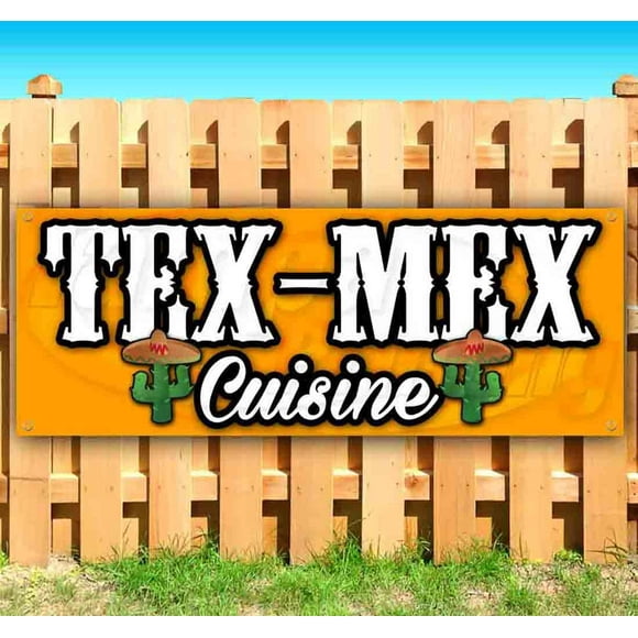 Bannière de Cuisine Tex-Mex 13 oz / Non en Tissu / Vinyle Robuste Unilatéral avec Oeillets Métalliques