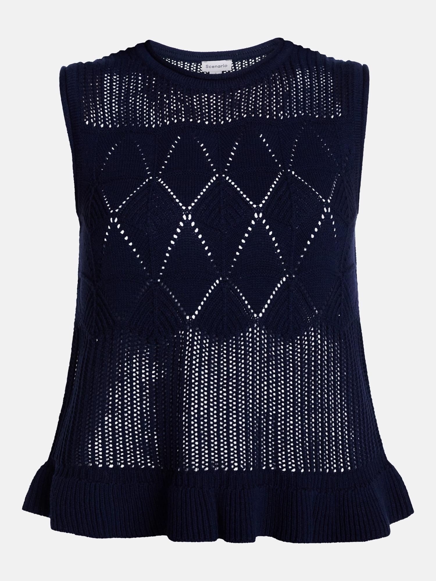 Scenario Women's Texture Peplum Tank Sweater, Lightweight, Sizes XS-XXXL