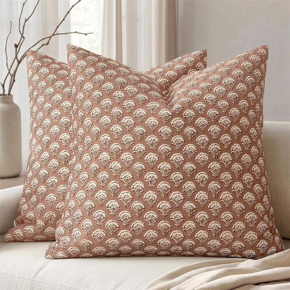 Gumesh Farmhouse Floral Pillow Covers 18x18 Inch, Country Botanical Throw Pillow Cover for Sofa Couch Bed Living Room, Rustic Vintage Flower Cushion Covers Cottage Home Decor