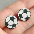 thumbnail image 5 of SUSHANG 1 Pair of Women’S Ball Earrings Ladies Earrings Sports Jewelry Heart Shaped Sports Baseball Studs Rugby Football Volleyball Basketball Wood Earrings Fashion Ladies Earrings, 5 of 6