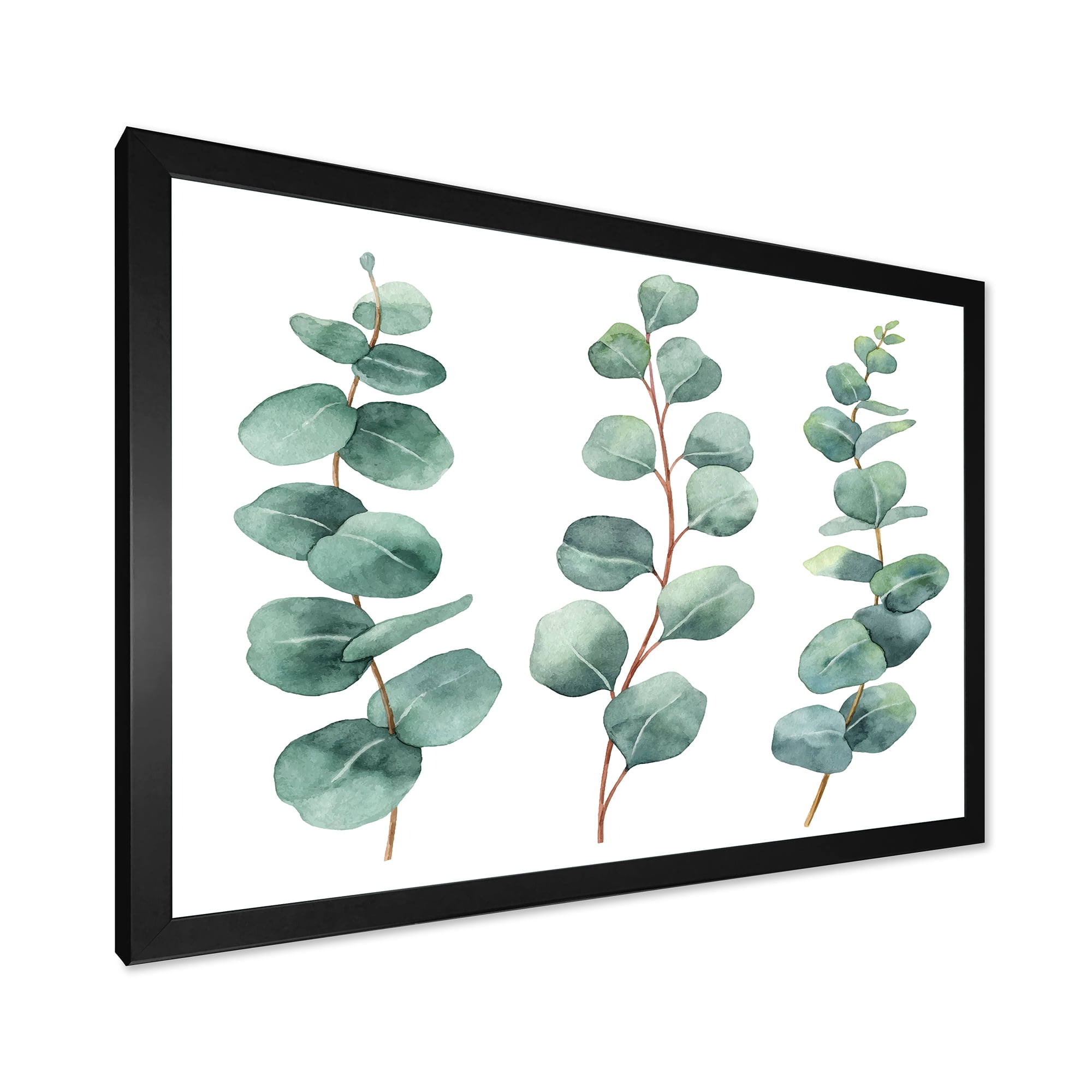 Designart 'Young Eucalyptus Branches and Leaves I' Traditional Framed Art Print