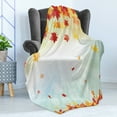 thumbnail image 4 of Autumn Soft Flannel Fleece Throw Blanket, Bokeh Background with Fallen Maple Leaves Warm Colored Seasonal Foliage Pattern, Cozy Plush for Indoor and Outdoor Use, 60" x 80", Multicolor, by Ambesonne, 4 of 5