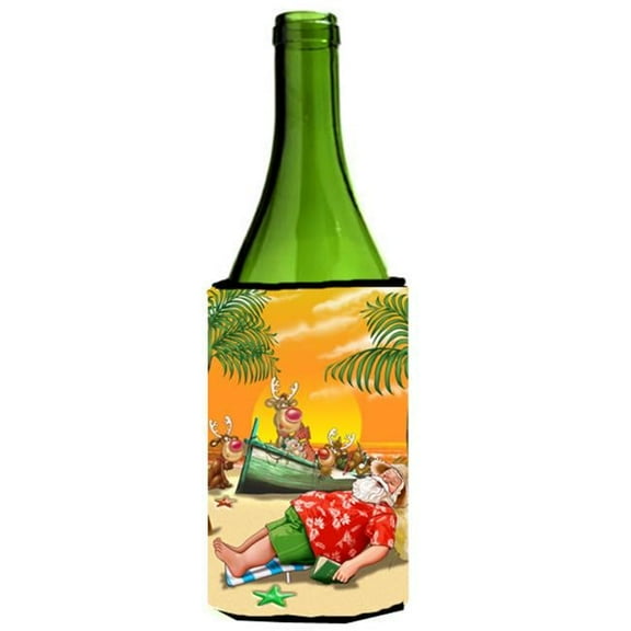 Beach Christmas Santa Claus Napping Wine Bottle Can cooler Hugger