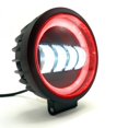thumbnail image 2 of Faro Para Moto Rasen Auxiliar Led Con Lupa Redondo Con 4 Led Ojo De Angel Con Luz Blanca Fija Y Estrobo  rojo, 2 of 6