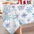 thumbnail image 2 of Christmas Snowflake Tablecloth Winter Wonderland Table Cloth Rectangle Blue Purple Snowflake Table Cover for Xmas Holiday Kitchen Dining Table Decor, 60 x 102 Inch, 2 of 6
