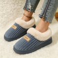 thumbnail image 6 of Knivor Unisex Corduroy House Slippers for Women Men Fuzzy Cuff Fleece Lined Closed Heel Platform Non Slip Warm Indoor Light‑Outdoor House Slippers, 6 of 8