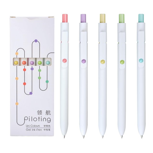 Gel Ink Pen Set 0.5mm Point Tip Quick Drying Ink Cute Pens (5ml), Clean and Easy to Use Office or School Supplies, Back to School for Journaling Note Taking Writing Planning Art Project