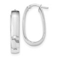 thumbnail image 1 of 14K White Gold Oval Hoop Earrings, 1 of 2