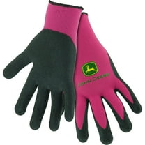 John Deere JD00021 Nitrile Foam Palm Dipped Gloves - Work Gloves for Women, Light-Duty Gloves with Elastic Wrist, Band Top Cuff, Black/Pink