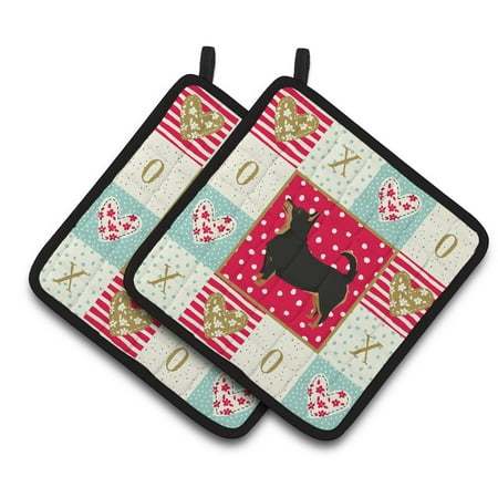 

Lancashire Terrier Love Pair of Pot Holders