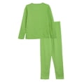 thumbnail image 3 of Hansber Boys Girls Thermal Underwear Set Solid Color Winter Warm Clothes Base Layer Top with Leggings Green 150, 3 of 6