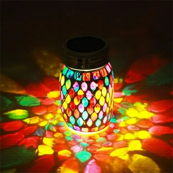 Solar Outdoor Lanterns, Waterproof Colorful Glass Hanging Solar Light with Handle, Solar Jar Lanterns, for Garden, Patio, Pathways and Tree Decor