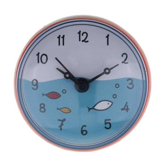 Small Suction Clock, Wall Clock, Bathroom Suction , Refrigerator Clock, Living Room Clock - Red, 75x35mm