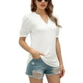 thumbnail image 6 of ZHENWEI Womens Casual V-Neck T-Shirts Loose Puff Short-Sleeve Tops Tunic Blouse, 6 of 9