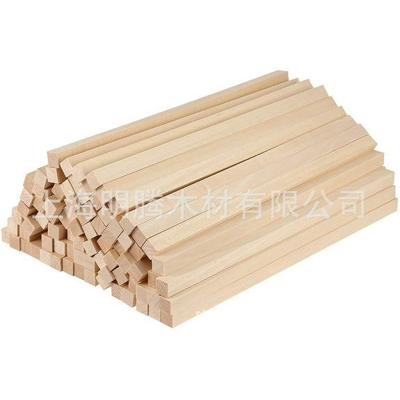 LEXSOMEO 60pcs Wood Square Dowel Rods Unfinished DIY Wood Crafts Hardwood Dowel Rods Square Craft Sticks for DIY Crafts Projects Supplies 30.5x0.6cm