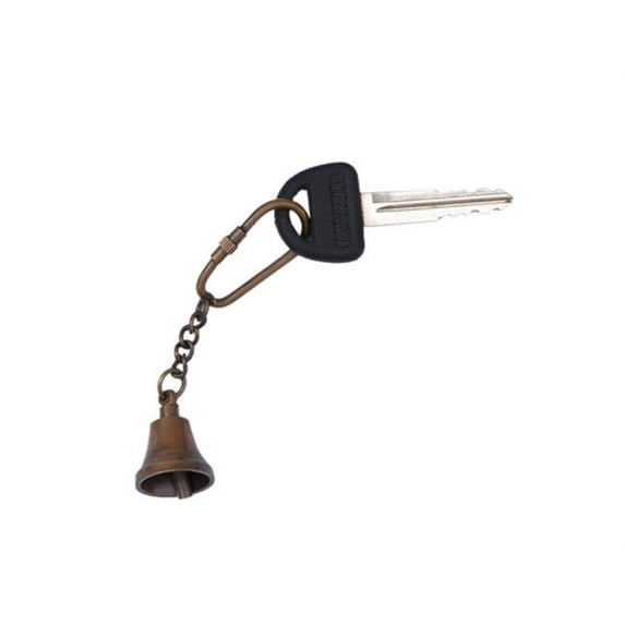 Handcrafted Model Ships K-228-AN Antique Brass Bell Key Chain - 4 inch