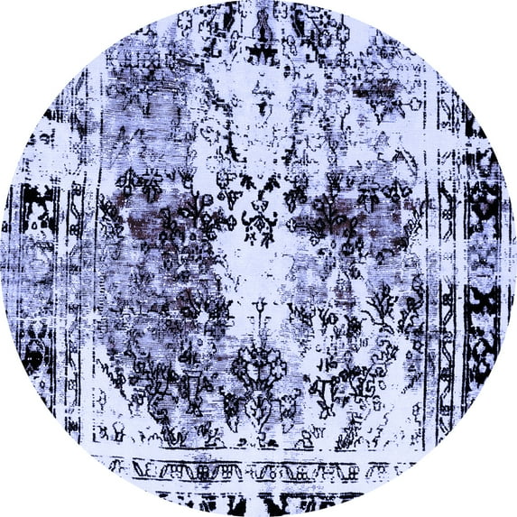 Ahgly Company Indoor Round Abstract Blue Modern Area Rugs, 6' Round