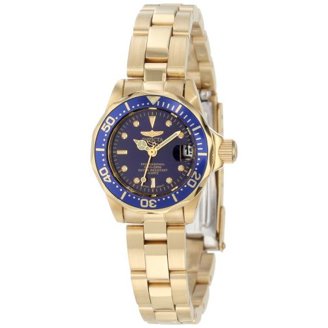 Invicta Pro Diver Ladies 38mm Stainless Steel Gold Blue dial  display picture 1