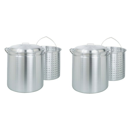 UPC 193802000078 product image for Bayou 34 Quart Aluminum Soup Cooking Stockpot w/ Boil Basket & Lid (2 Pack) | upcitemdb.com