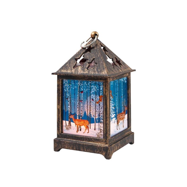 Inteprter Linterna de Navidad con gancho para escritorio, lámpara LED de noche para exteriores, colgante para niños, iluminación decorativa, fiesta de Kits de decoración para fiestas Alce Inteprter HA068059-02B