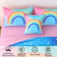 thumbnail image 2 of OKKEEY 6 Pcs Girls Kids Comforter Set Queen Size, Pink Blue Gradient Star Rainbow Bed in a Bag with Sheets, Soft Microfiber Bedding Set for Bedroom Decor, 2 of 9