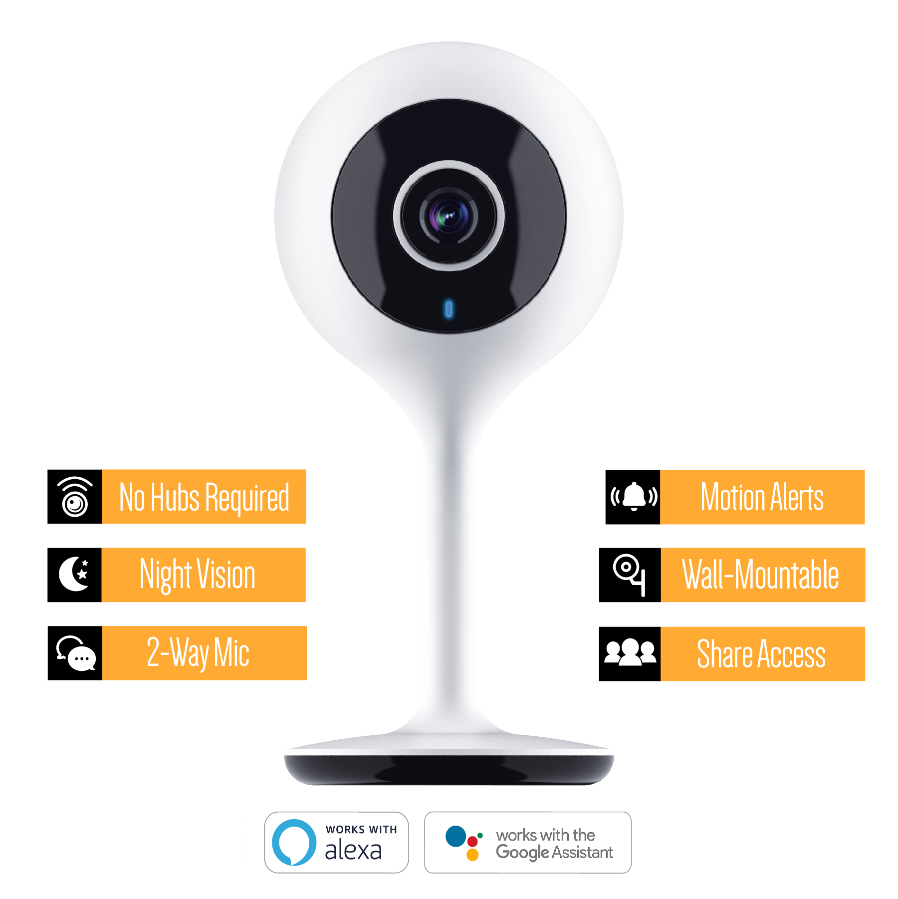 Merkury Innovations Smart WiFi 720P Camera with Voice Control, Requires 2.4GHz WiFi, White - image 3 of 9