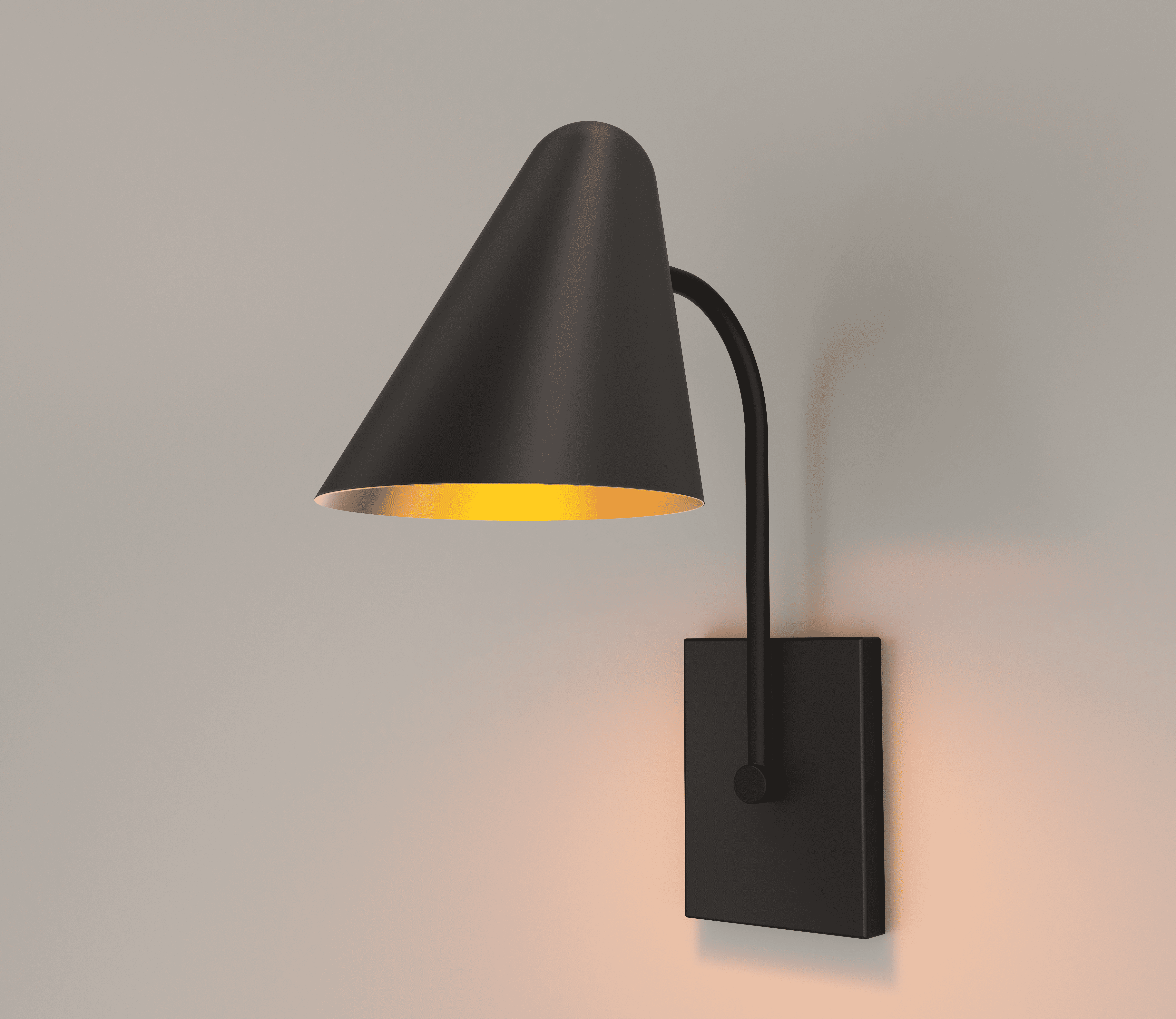 Better Homes &Gardens 15.16in Contemporary Black 1-Light Indoor Wall Light, Brass Interior No Bulb