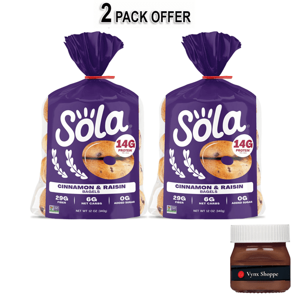 Sola Bread Cinnamon & Raisin Soft Bagels, Non-GMO, 12 oz