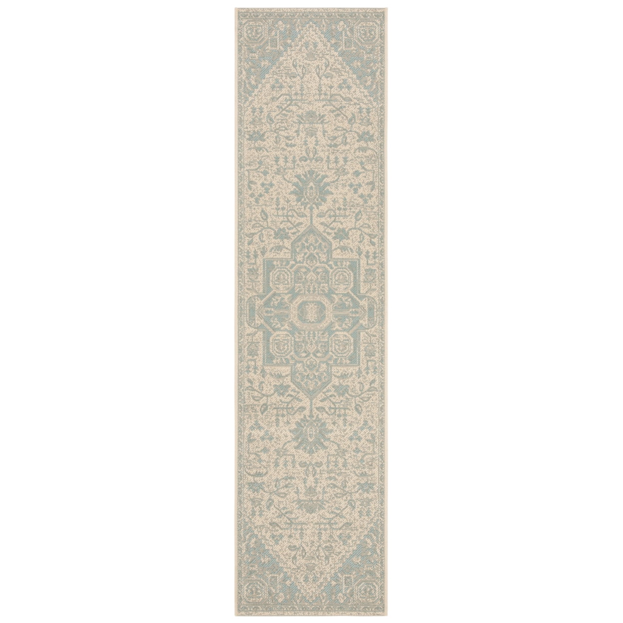SAFAVIEH Beach House Jose Geometric Indoor/Outdoor Area Rug Aqua/Cream, 5'3" x 7'6"