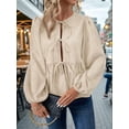 thumbnail image 5 of Women'S Spring Fall Babydoll Peplum Blouse Shirt Puff Long Sleeve Tie Front Trendy Cute Y2K Going Out Tops  M, 5 of 7