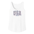 thumbnail image 4 of USA Est 1776 Floral Tank Top for Women & Teens Patriotic Faux Embroidery Red White and Blue Tee White Tank Top XX-Large, 4 of 5