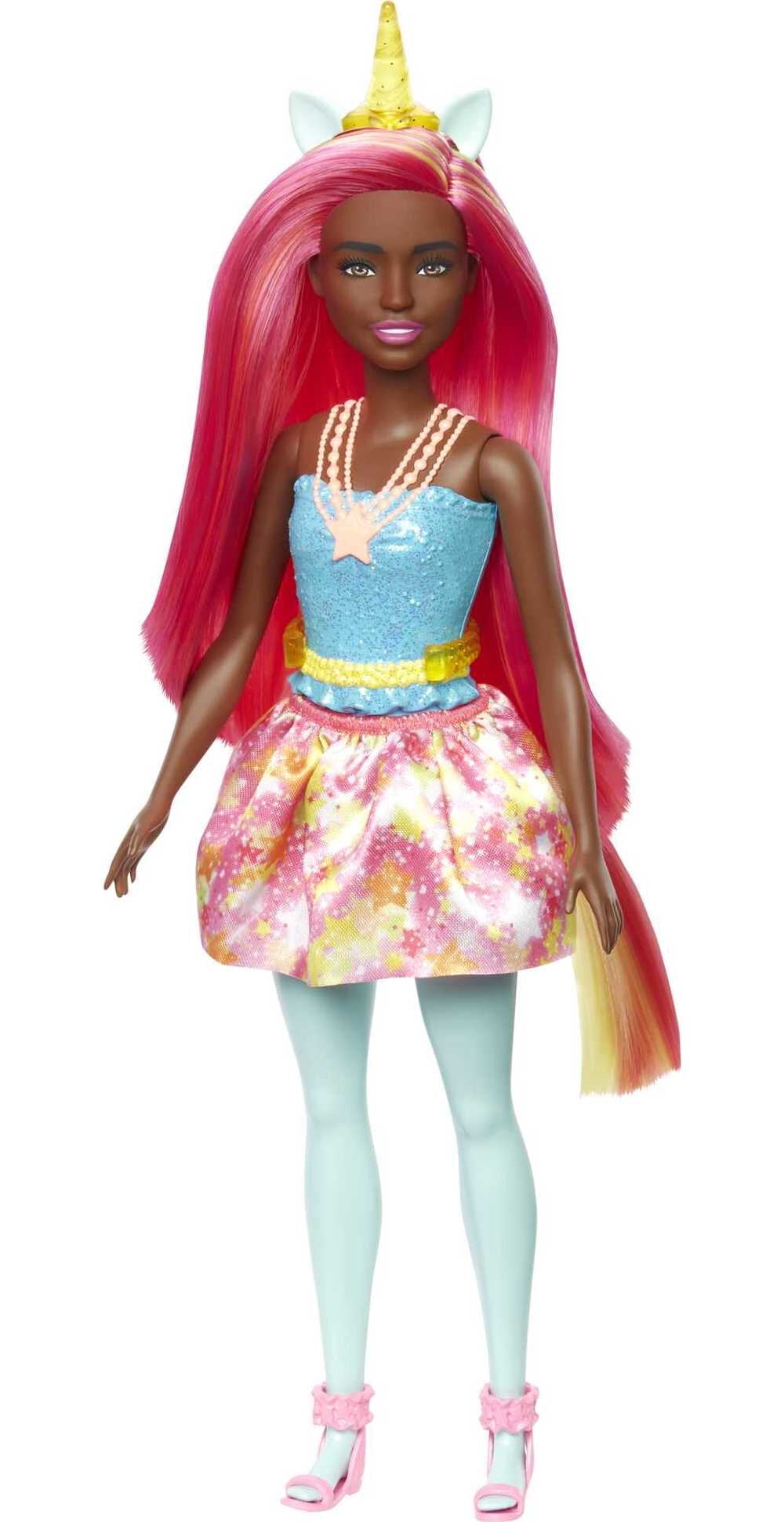 Barbie Dreamtopia Unicorn Doll with Headband & Tail, Bold Pink Hair & Starry Skirt