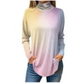 thumbnail image 2 of Texiao Tops for Women Trendy Long Sleeve Fall Blouses Printed Turtleneck Top Loose Winter Shirts Cozy Lightweight T Shirts, 2 of 5