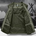 thumbnail image 5 of Outdoors Casual Vest Tank Top for Men Plus Size Solid Color Loose Multi-Pocket Multifunctional Zipper V-neck Sleeveless Jackets for Work Camping Hiking Fishing, Army Green, Size 2XL, 5 of 7